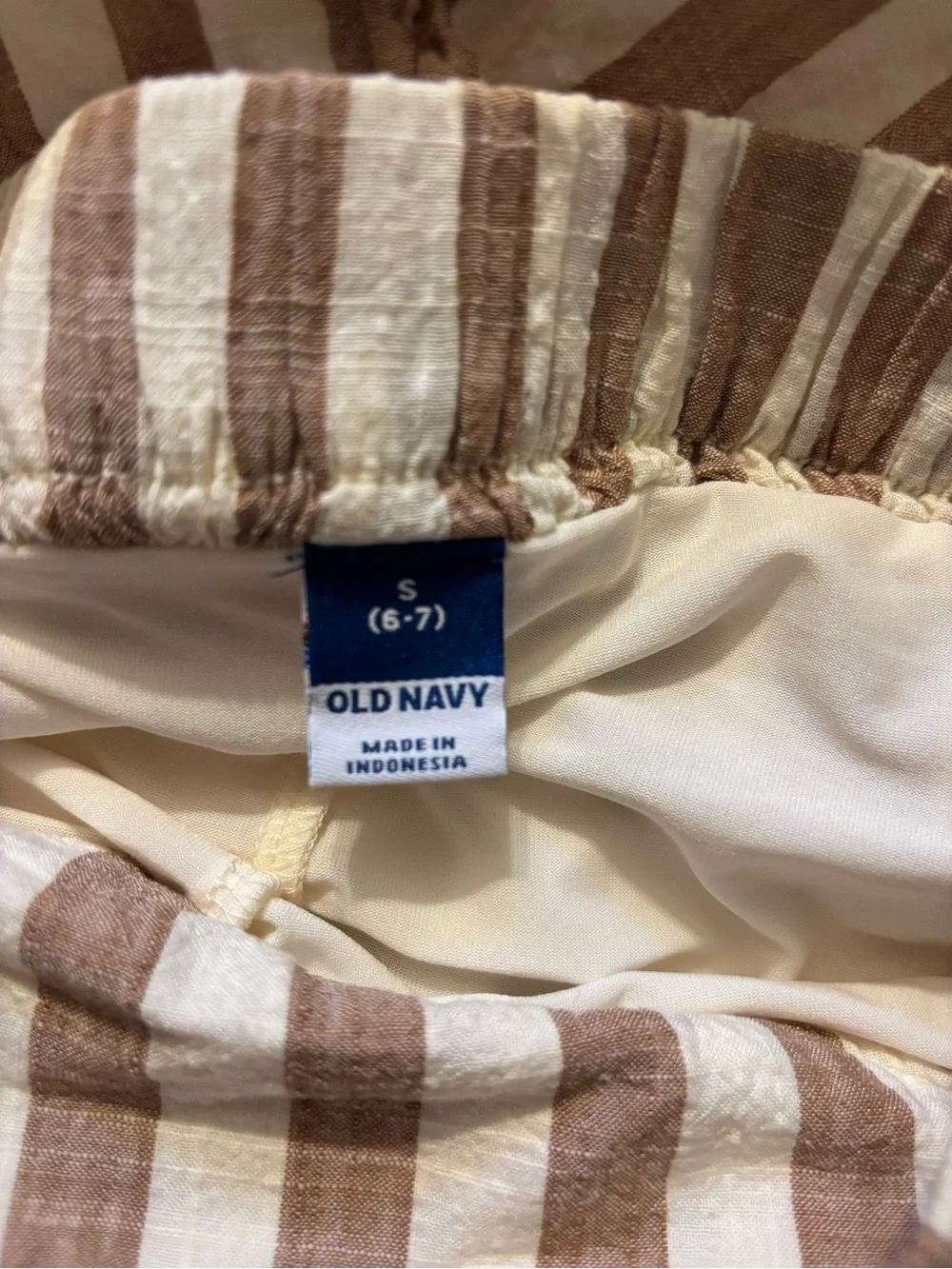 Striped Linen-Blend girl’s Shorts in Brown and White
